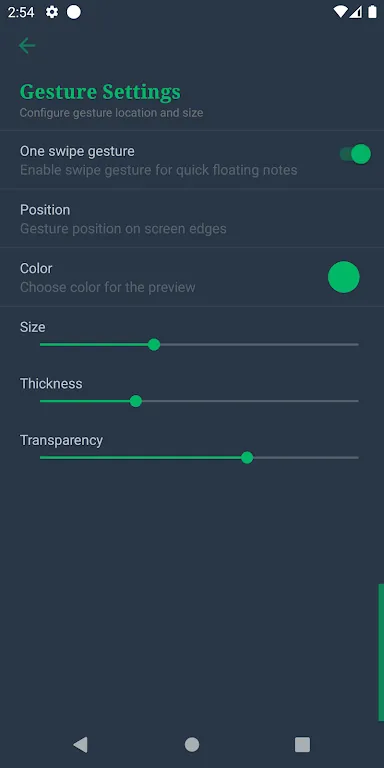 One Swipe Notes organization screen