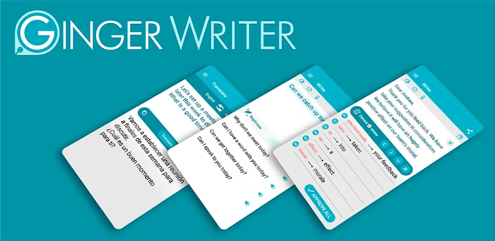 Ginger Writer, Grammar Speller screenshot 1