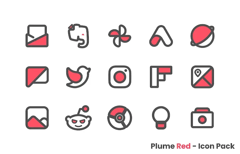 Plume Red - Icon Pack screenshot 5