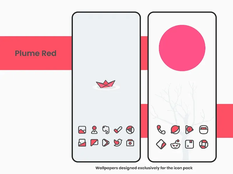 Plume Red - Icon Pack screenshot 2