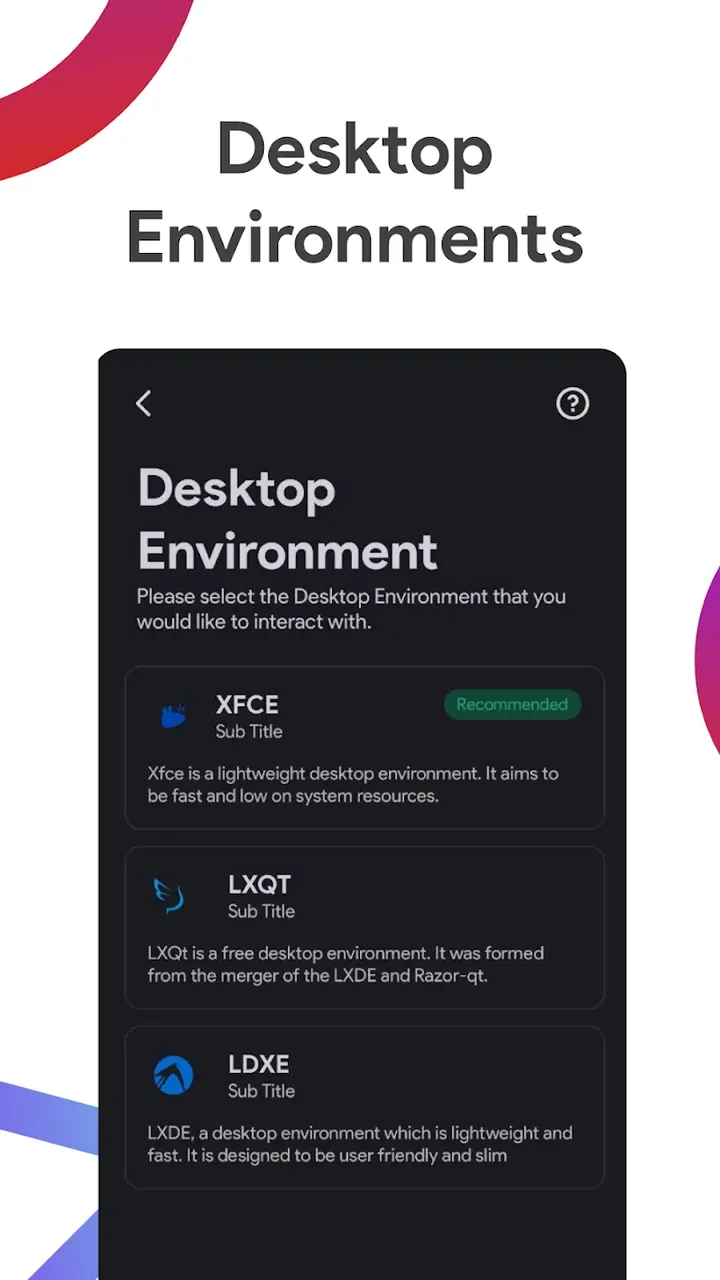 Andronix - Linux on Android OS selection menu