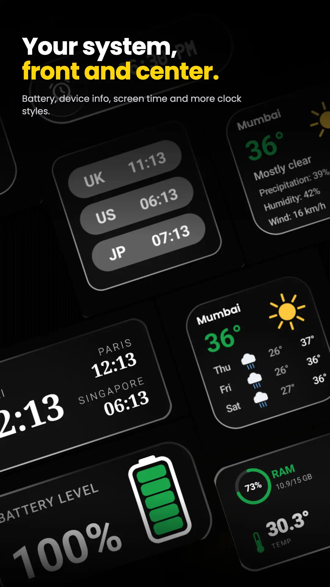 Glass Widgets : Clock, Weather screenshot 5