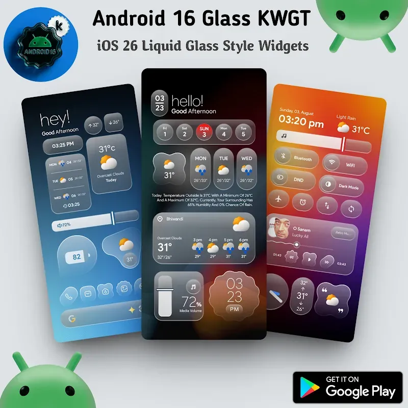 Android 16 Glass KWGT screenshot 3