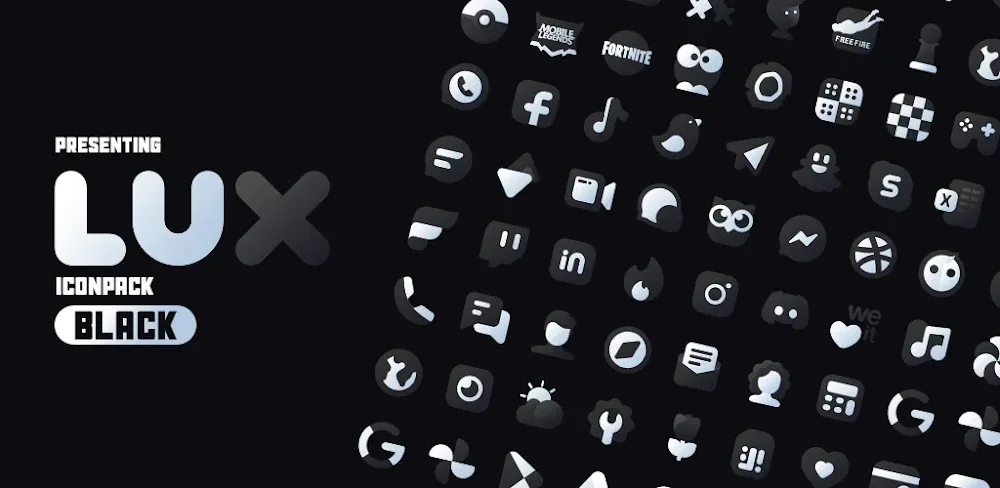 Black Icon Pack: LuX screenshot 1
