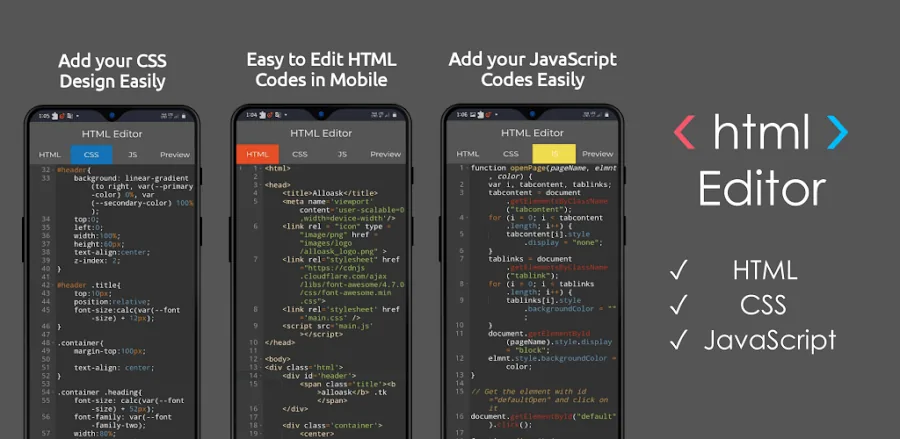 HTML Editor Mobile - AloHTML screenshot 1
