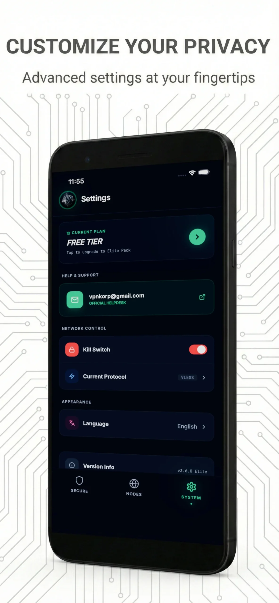 Korp VPN app preview 3