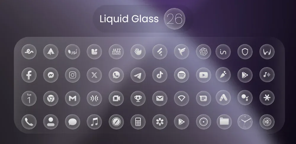 Liquid Glass 26 Round Icons screenshot 1