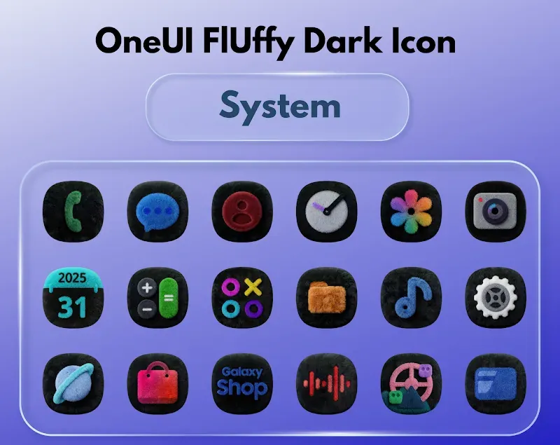 OneUI Fluffy Dark Icons screenshot 2