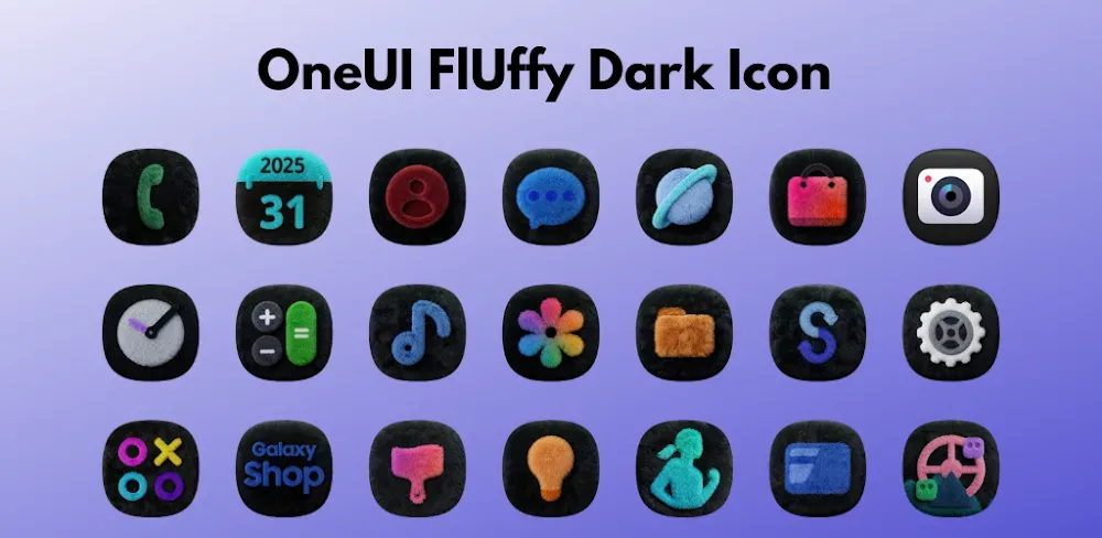 OneUI Fluffy Dark Icons screenshot 1