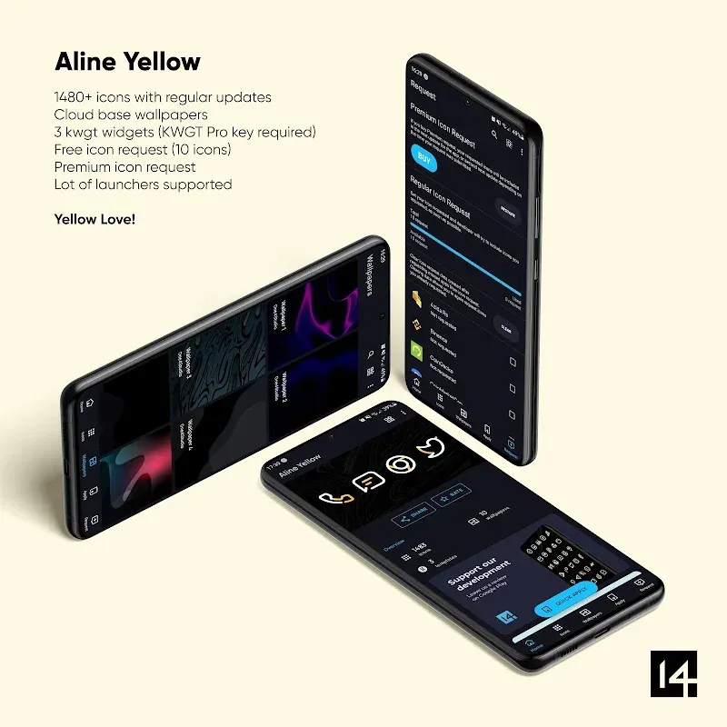 Aline Yellow: linear icon pack screenshot 3