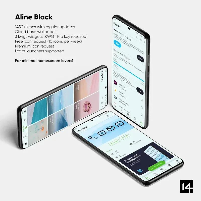 Aline Black: linear icon pack screenshot 3