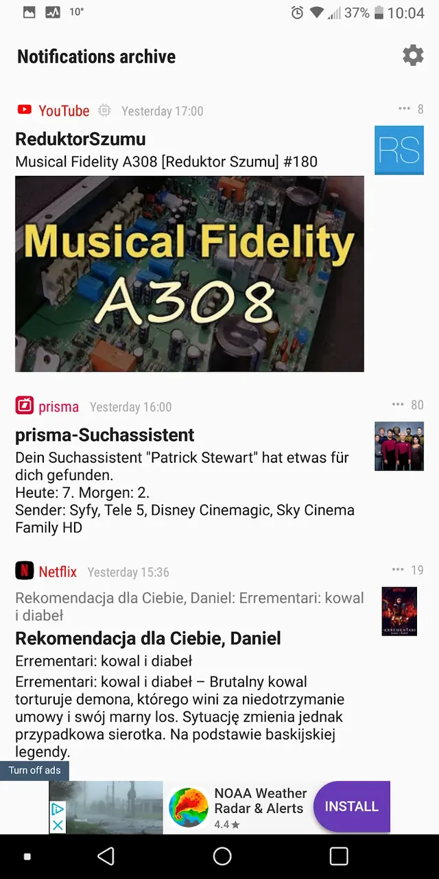 Notifications archive screenshot 2