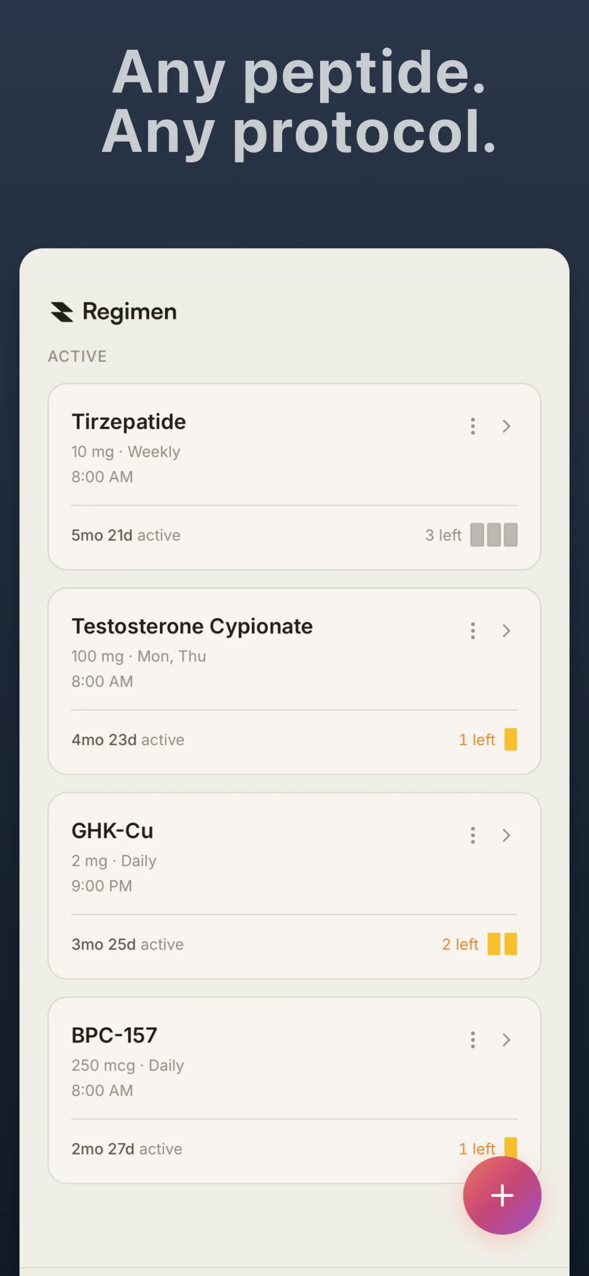 Regimen: Peptide Tracker screenshot 2