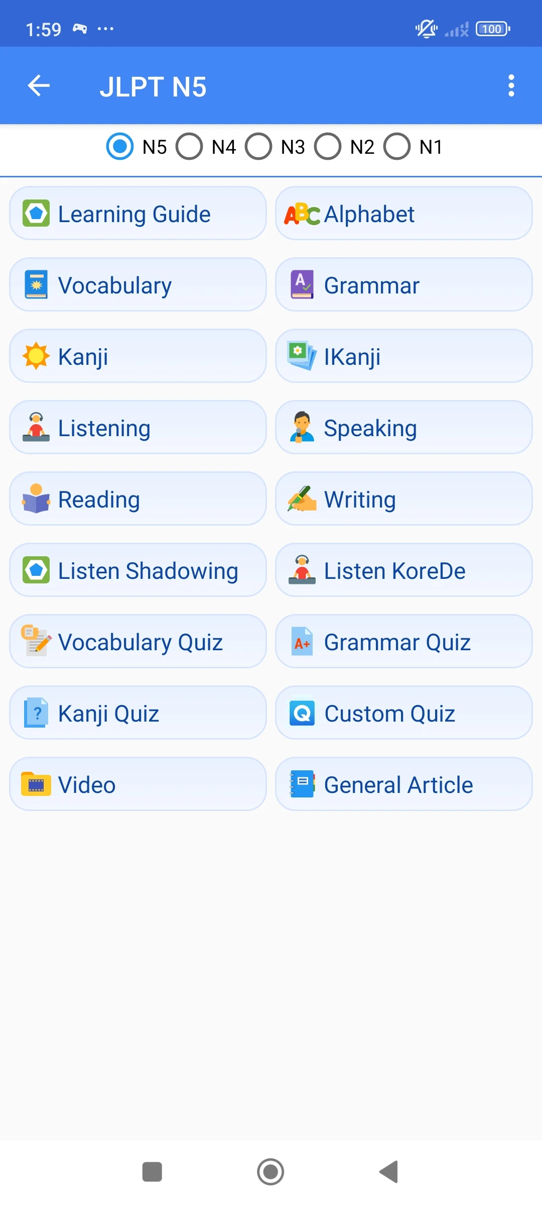 Learn Japanese N5~N1 (JPro) screenshot 1