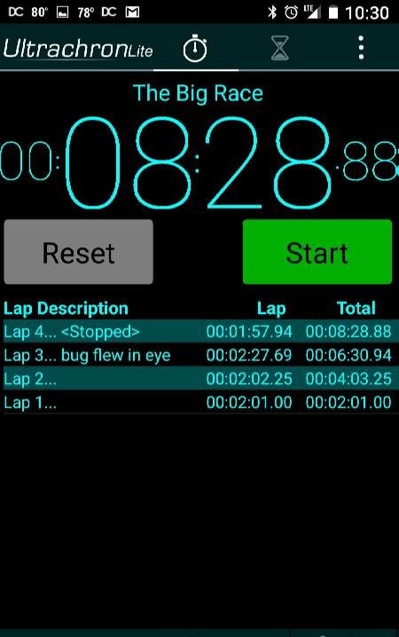 Ultrachron Stopwatch Lite screenshot 2