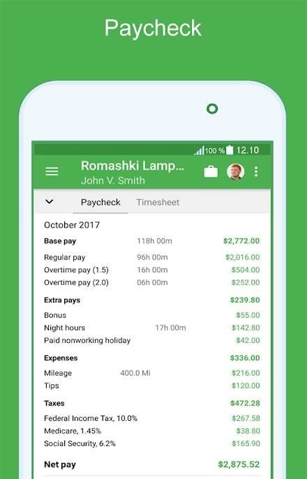 Green Timesheet screenshot 2