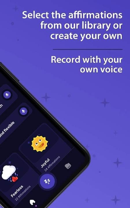 Second preview of the My Sleep Affirmations interface