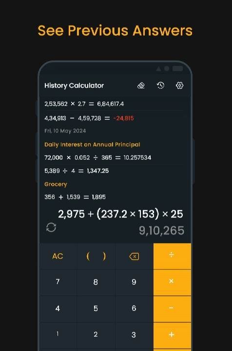 Simple Calculator with History Screenshot 1