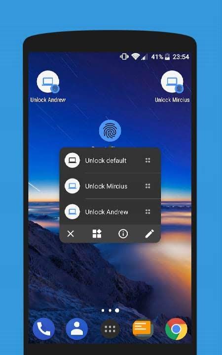 Fourth screenshot of the Remote Fingerprint Unlock app