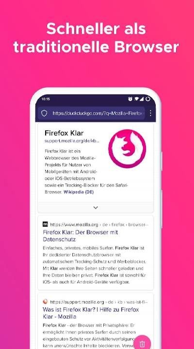 Firefox Klar Browser screenshot 4