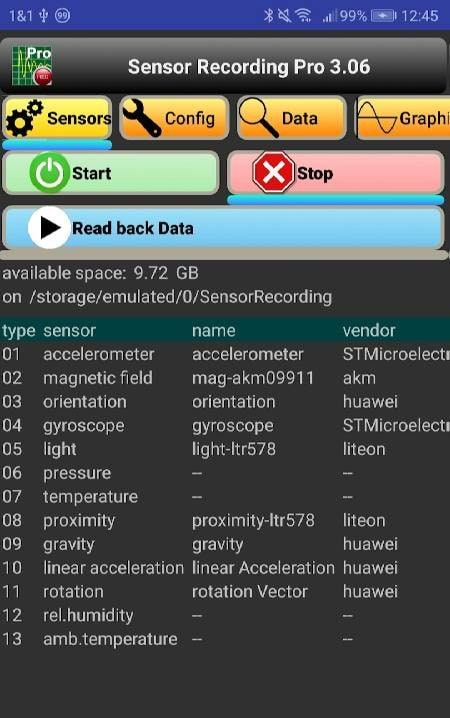 Sensor Recording Lite screenshot 1