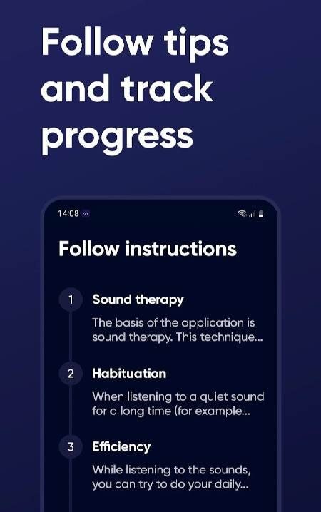 Screenshot of the Tinnitus Alleviator App, view 3