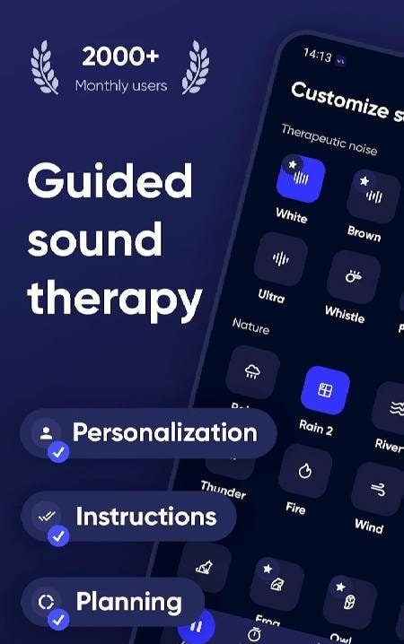 Screenshot of the Tinnitus Alleviator App, view 1