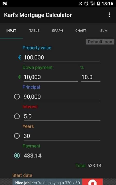 Karl's Mortgage Calculator screenshot 1