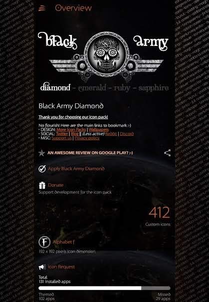 Black Army Diamond - Icon Pack - Fresh dashboard screenshot 3