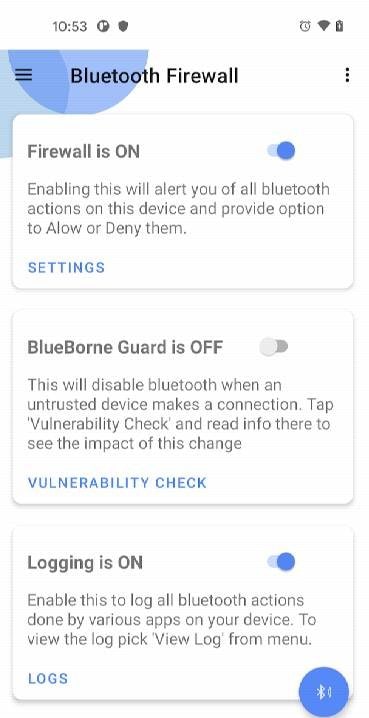 Bluetooth Firewall screenshot 1