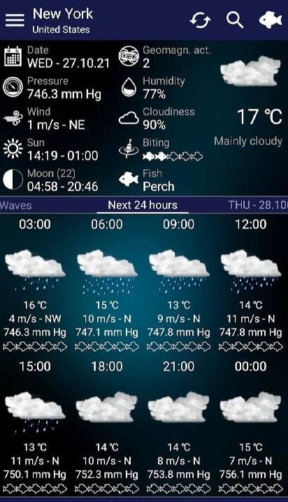 Fishing forecast screenshot 1