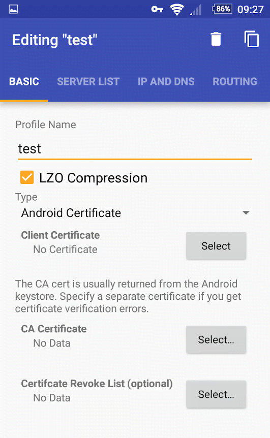 OpenVPN for Android screenshot 1