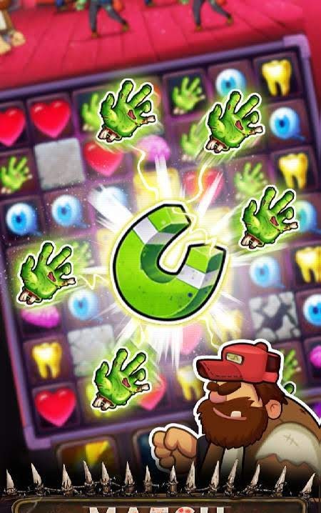 Zombie Match 3 Puzzle gameplay screenshot 2