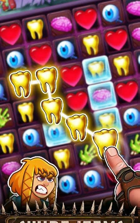 Zombie Match 3 Puzzle gameplay screenshot 1