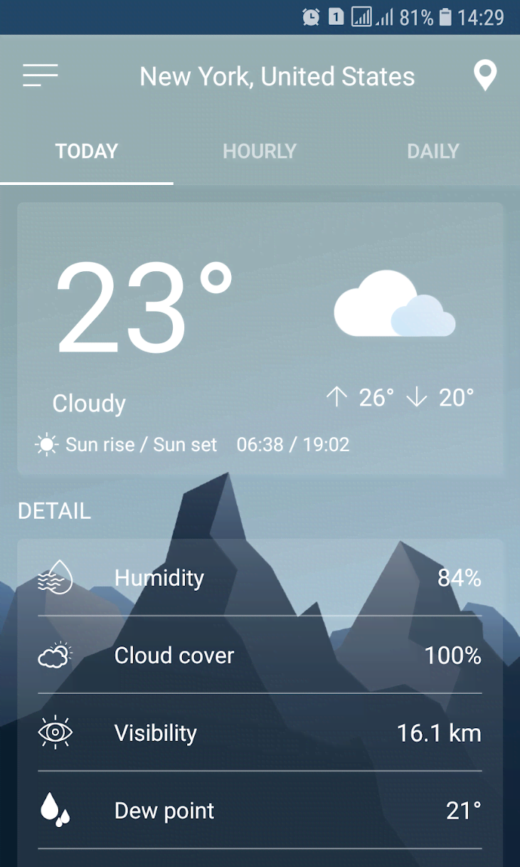 Weather forecast screenshot 1