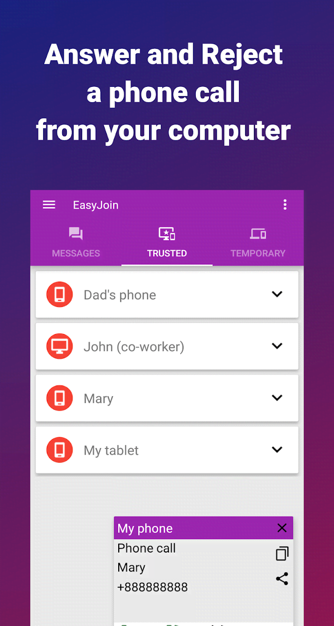 EasyJoin "Pro": SMS from PC - Share files offline screenshot 4