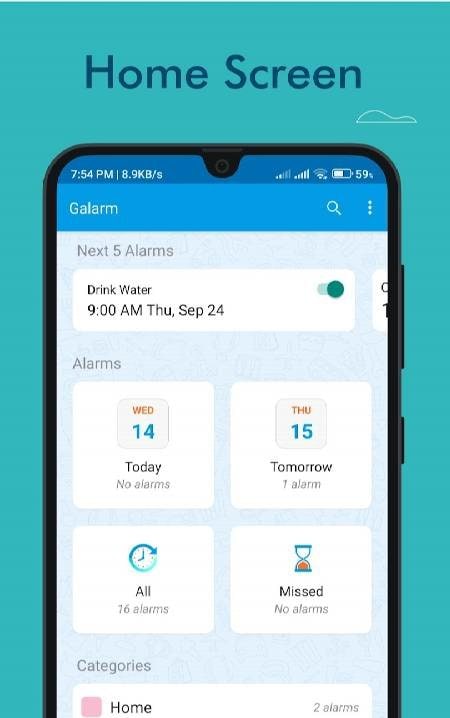 Galarm - Alarms and Reminders screenshot 1