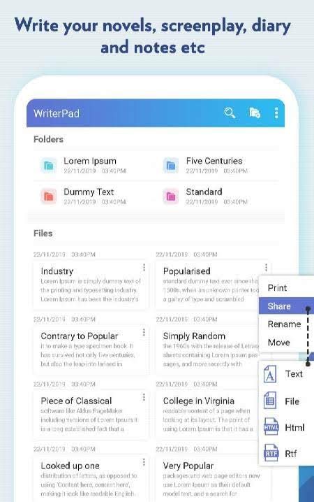 WriterPad – Write Novels, Screenplay, Journal screenshot 2