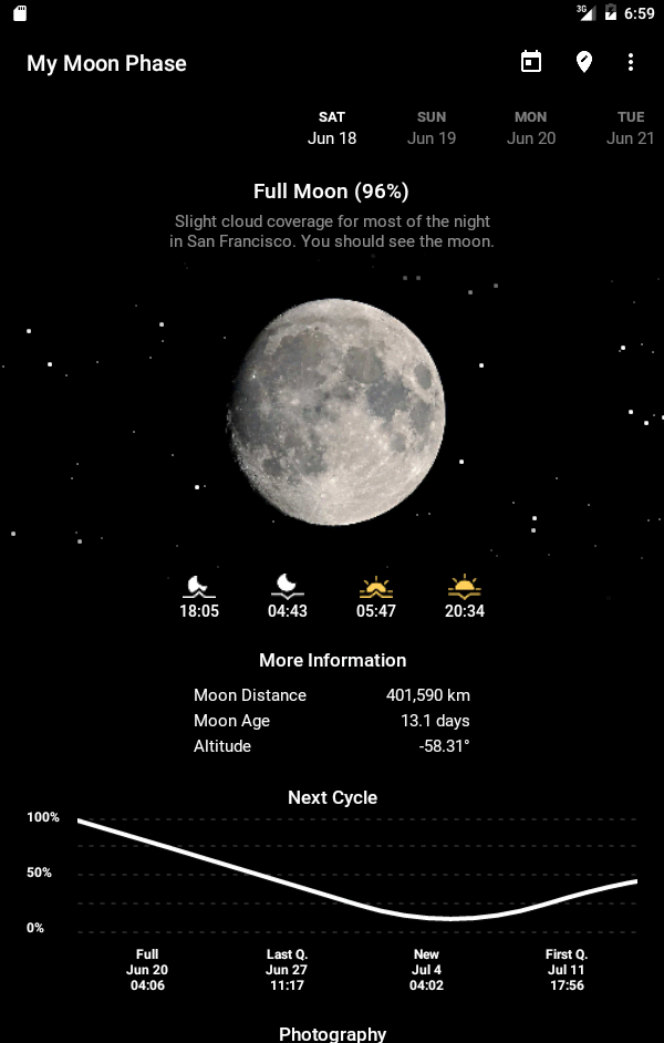 My Moon Phase Pro - Moon, Golden Hour & Blue Hour! screenshot 4