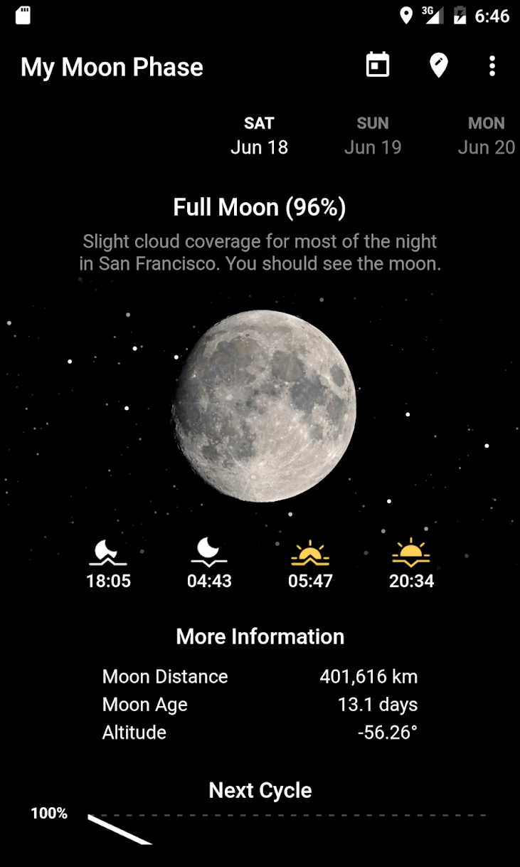 My Moon Phase Pro - Moon, Golden Hour & Blue Hour! screenshot 1