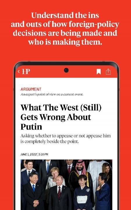 Foreign Policy article reading view