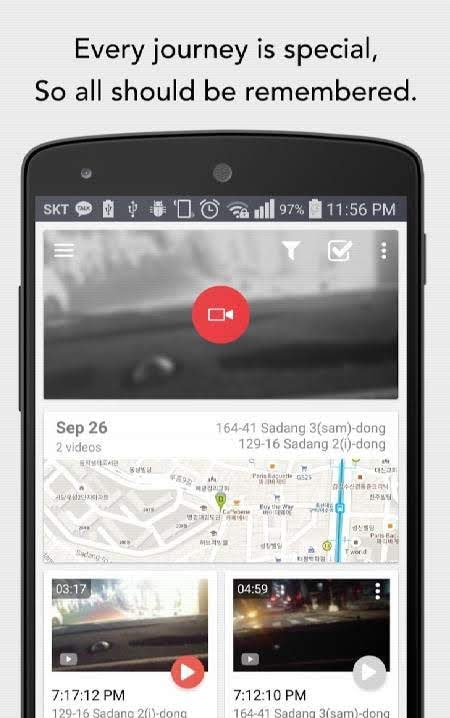 AutoGuard Dash Cam route tracking view