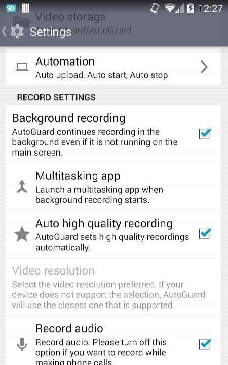 AutoGuard Dash Cam trip report display
