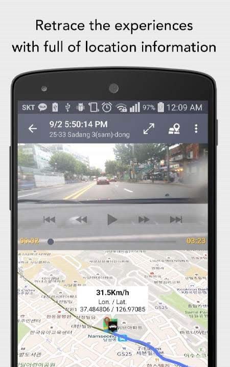 AutoGuard Dash Cam recording settings menu