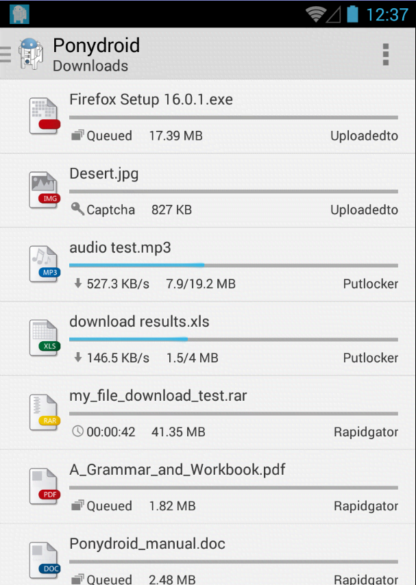 Ponydroid Download Manager screenshot 1
