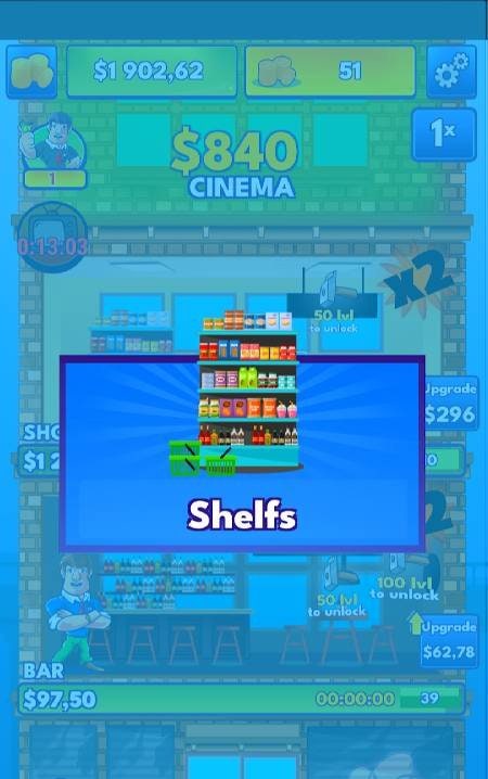 Big Money: Idle Clicker Game office upgrade screen