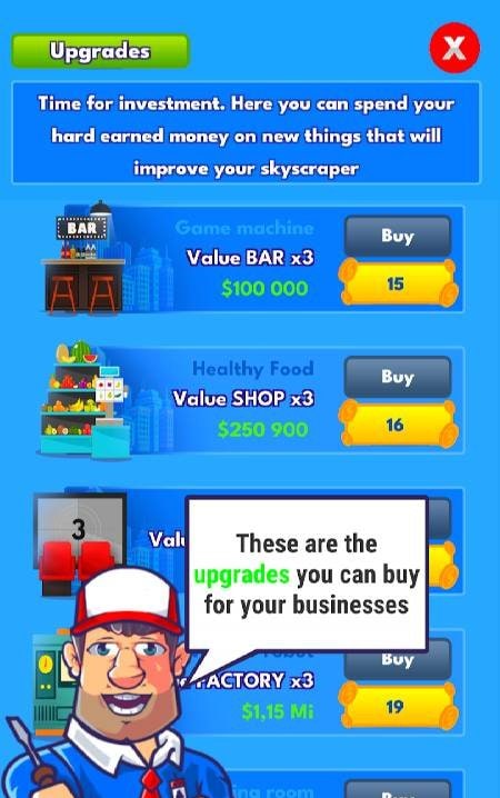 Big Money: Idle Clicker Game financial dashboard