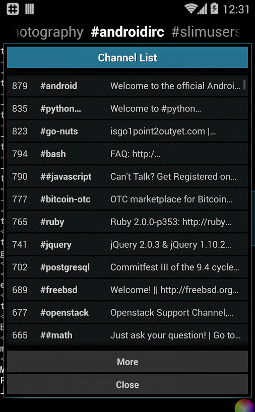 IRC for Android ™ screenshot 4