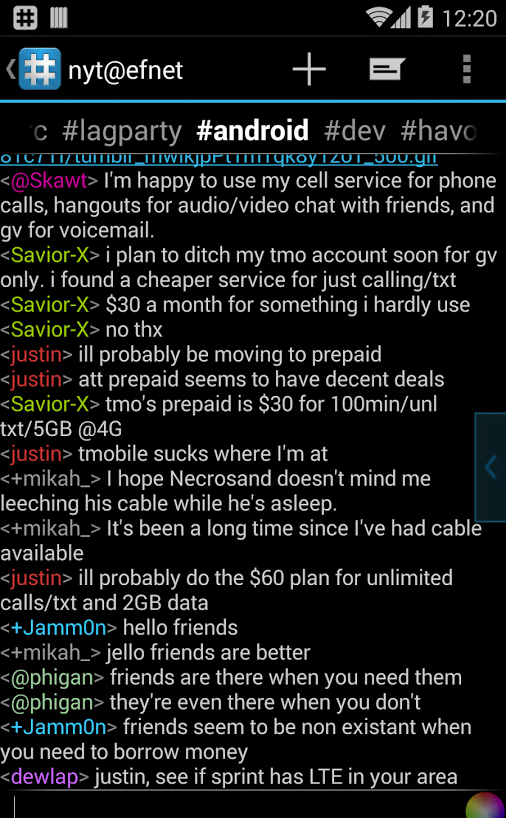 IRC for Android ™ screenshot 2