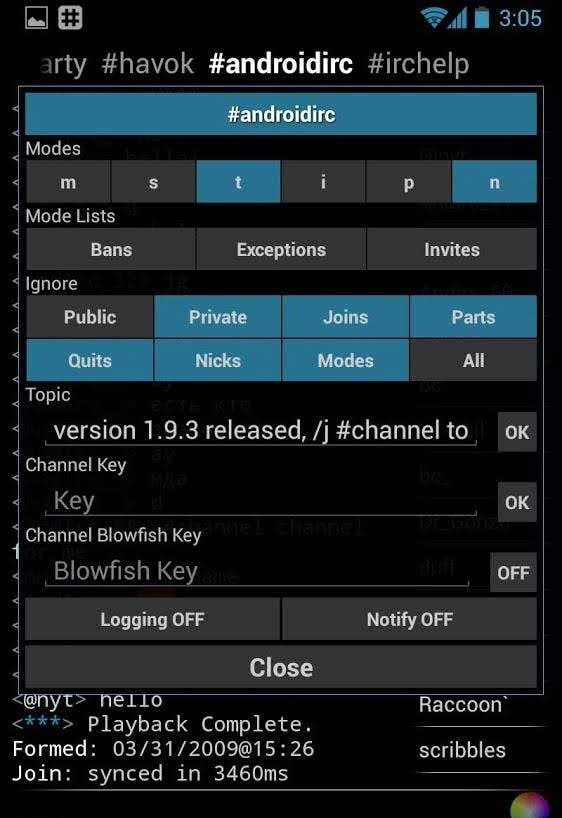 IRC for Android ™ screenshot 3